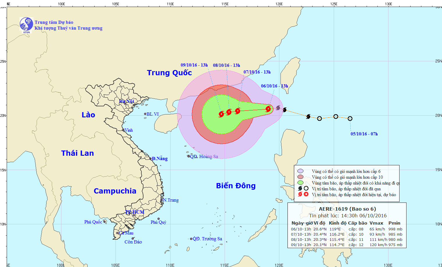 Tin bão trên biển Đông (cơn bão số 6)